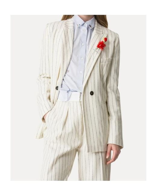 Forte_forte White Pinstriped Embroidered Jacket