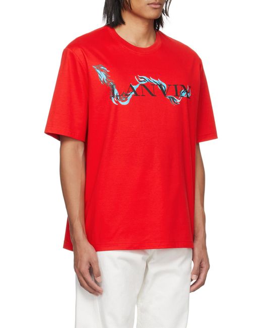 Lanvin Red Logo Printed Crewneck T-Shirt for men