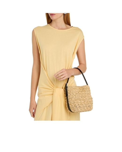 Totême White Belted Small Paper Raffia Tote
