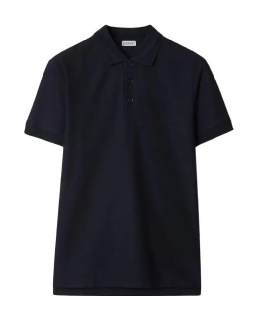 Burberry Black Logo Embroidered Short Sleeved Polo Shirt for men