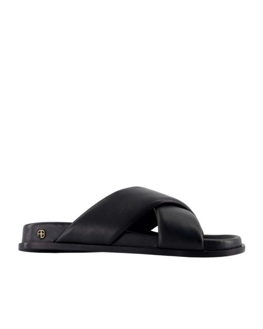 Anine Bing Black Emi Cross-Strap Slides