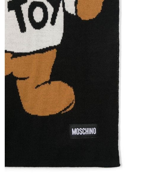 Moschino Black Teddy Bear-Motif Scarf for men