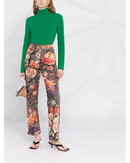 Stella McCartney Green Roll-Neck Compact-Knit Jumper