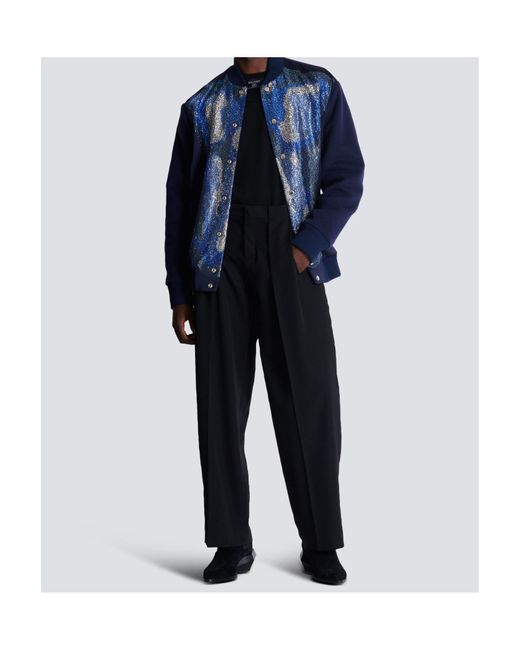 Balmain Black Wool Pleated Trousers for men