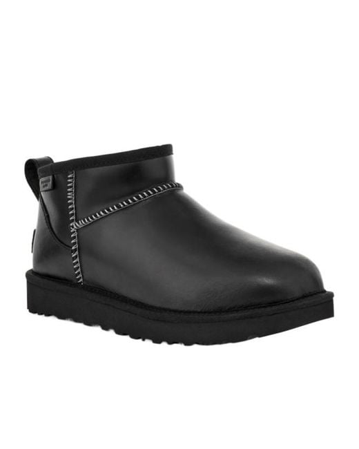 Ugg Black Classic Ultra Mini Lthr Regen Boots