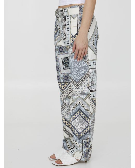 Etro Gray Paisley Print Trousers