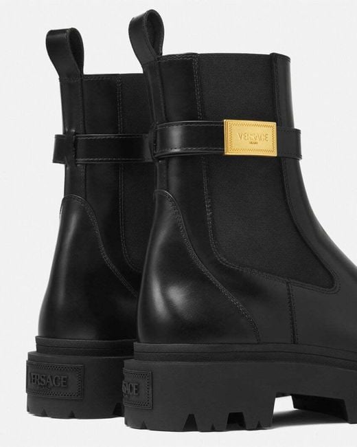 Versace Black Slip-On Ankle Boots