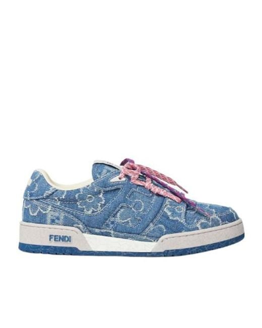 Fendi Blue Match Ff Jacquard Low-Top Sneakers
