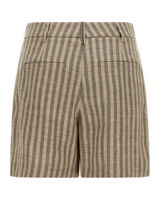 Brunello Cucinelli Natural Striped Pleated Shorts