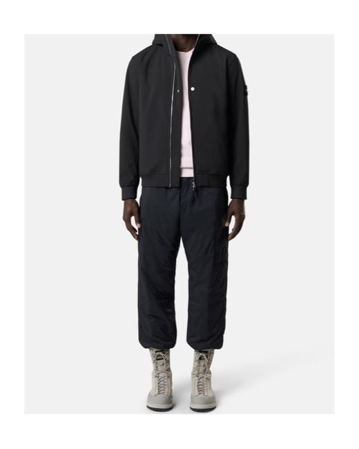 Stone Island Blue Logo Patch Zip-Up Hooded Jacket for men