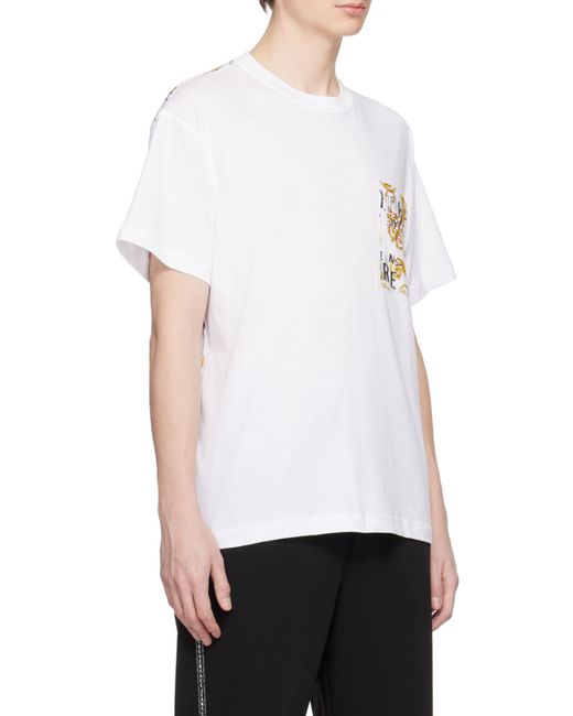 Versace Jeans White Logo-Print Cotton T-Shirt for men