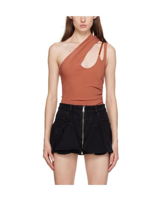 Mugler Black One-Shouldered Tailored One-Piece