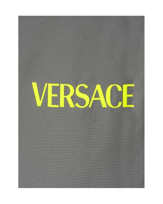 Versace Gray Logo Printed Half-Zip Jacket for men