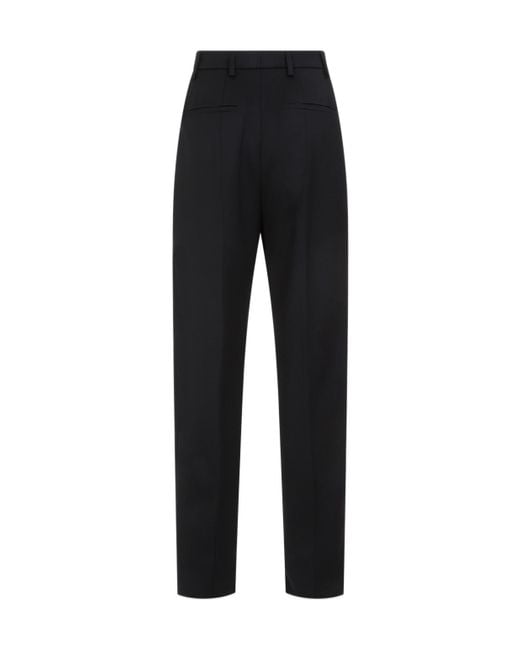 Prada Black Pleated Tapered-Leg Trousers
