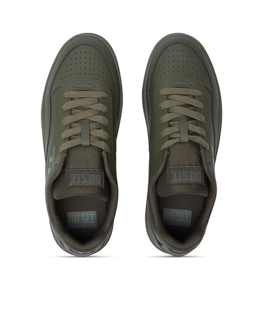 DIESEL Green Leather Sneakers for men