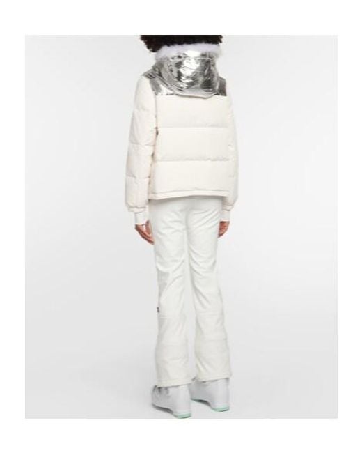Yves Salomon White Shearling-Trimmed Down Jacket