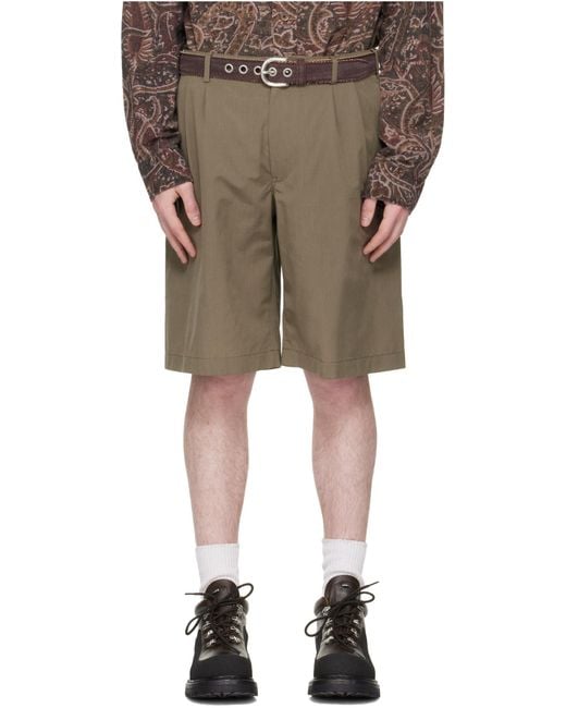 Our Legacy Green Pleated Tailored Shorts for men