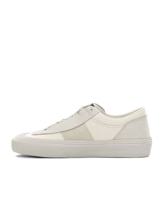 Stone Island White Suede And Canvas Low-Top Sneakers for men