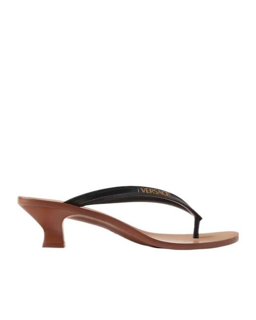 Versace Brown Sophie Rubber Thong Sandals 40Mm