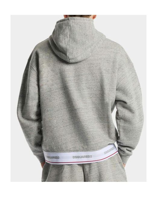 DSquared² Gray Long-Sleeved Drawstring Hoodie for men