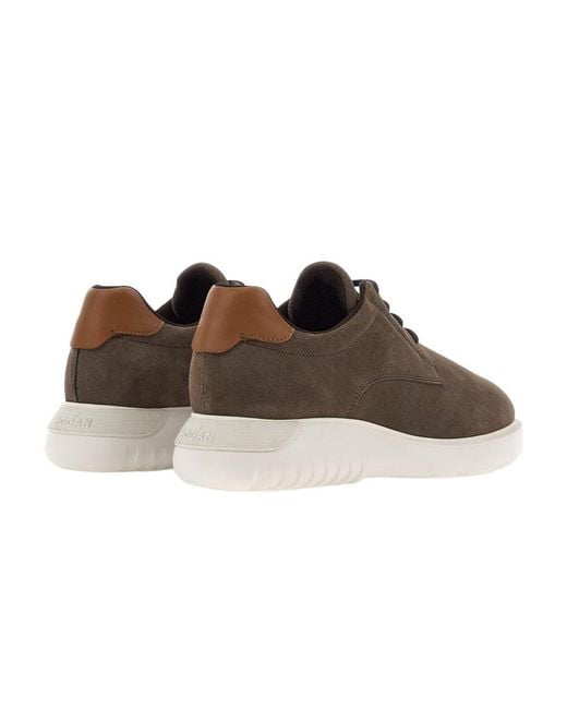Hogan Brown Suede Derby Shoes for men