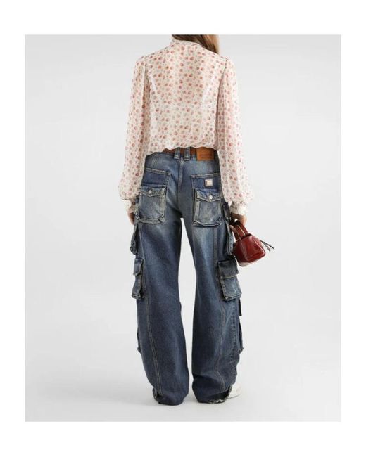 Dolce & Gabbana Pink Small Rose-Print Chiffon Top
