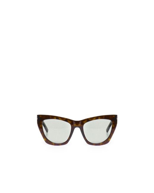 Saint Laurent White Eyewear Sl 214 Kate Cat-Eye Sunglasses