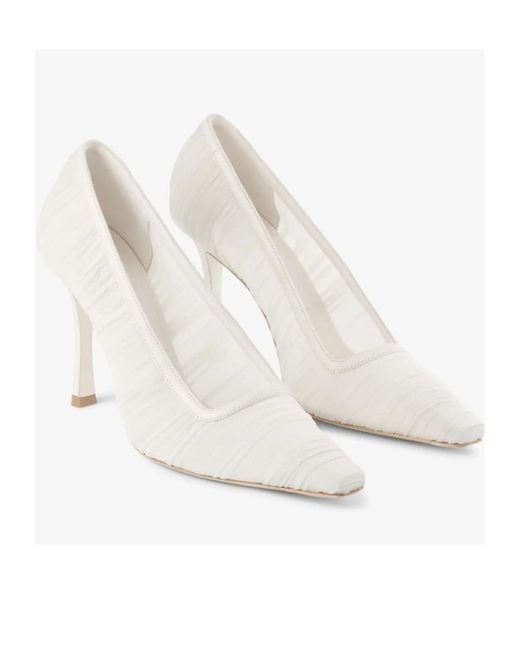 Jimmy Choo White Lotta 100 Tulle Pumps