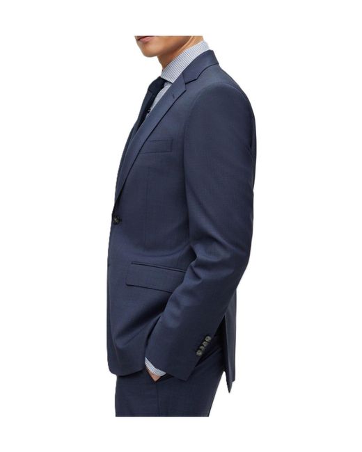 Boss Blue Single-Breasted Suit Jacket for men
