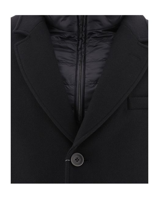 Herno Blue Buttoned High Neck Long-Sleeved Coat for men