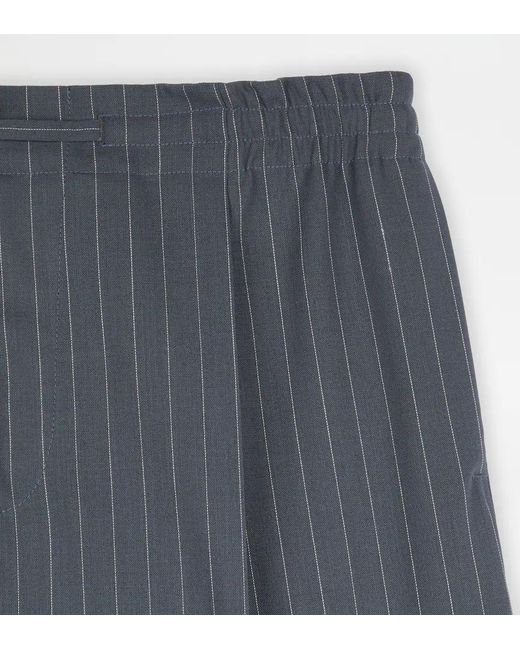 Tod's Blue Pinstripe-Pattern Drawstring Trousers for men