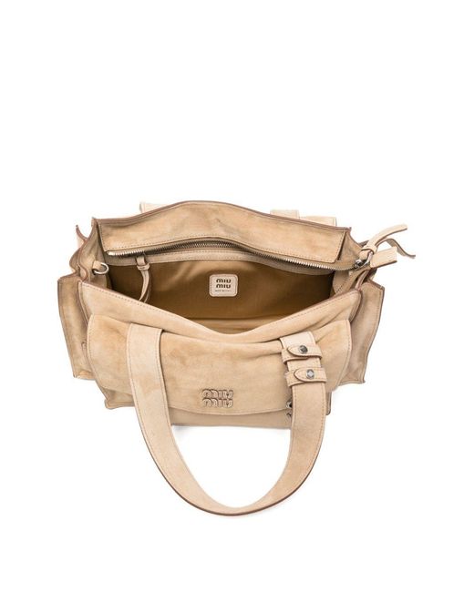 Miu Miu Natural Zippered Shoulder Bag