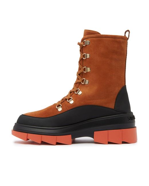 Stuart Weitzman Brown Chunky Lace-Up Suede Boots