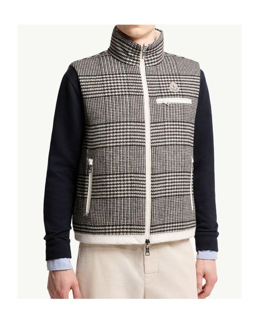 Moncler Gray Gienah Reversible Wool Blend Down Vest for men