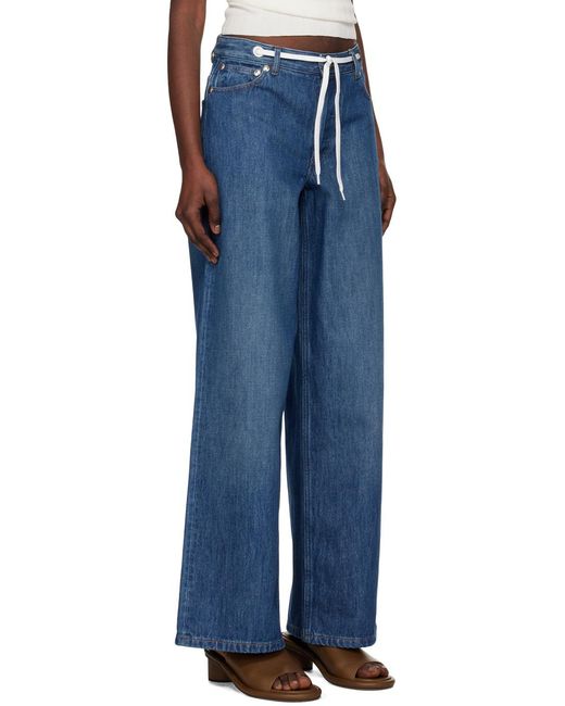 A.P.C. Blue Drawstring Wide Leg Jeans