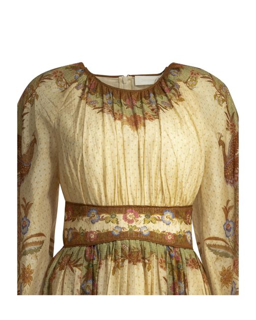Zimmermann Natural Indra Waisted Floral Printed Maxi Dress