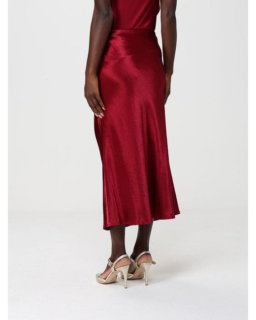 Max Mara Red Satin-Finish Silk Midi Skirt