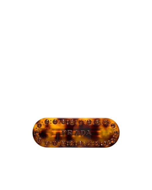 Prada Orange Hair Clip With Crystals