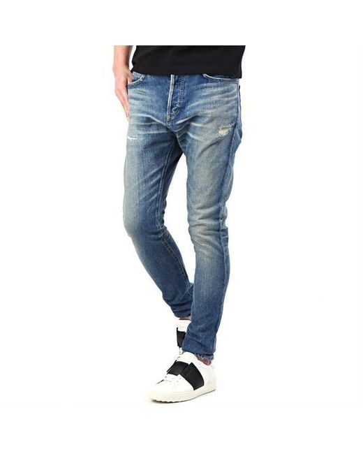 Balmain Blue Belt Loops Jeans for men