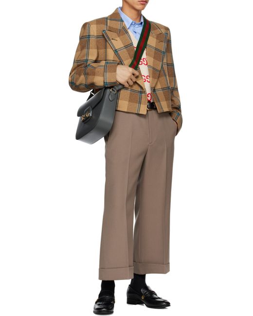 Gucci Brown Wool Gabardine Trousers for men