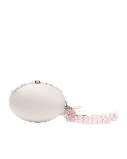 Self-Portrait Pink Crystal Chain Clutch Bag