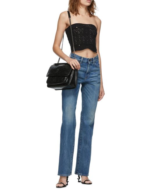 Saint Laurent Black Niki Chain-Link Medium Shoulder Bag