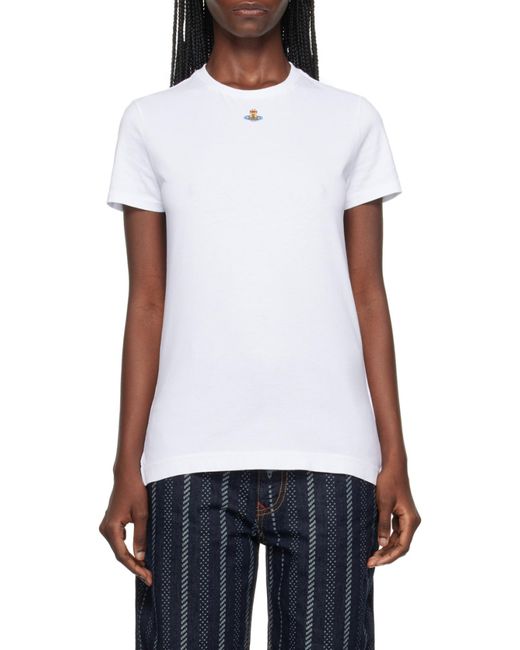 Vivienne Westwood White Orb Logo-Embroidered Crewneck T-Shirt for men