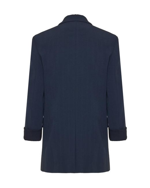 Theory Blue Crepe Single-Breasted Tailored Blazer