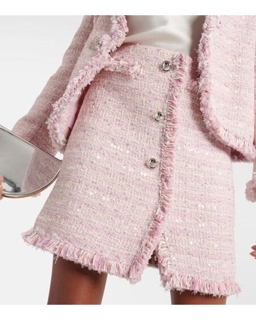 Giambattista Valli Pink High-Rise Tweed Miniskirt