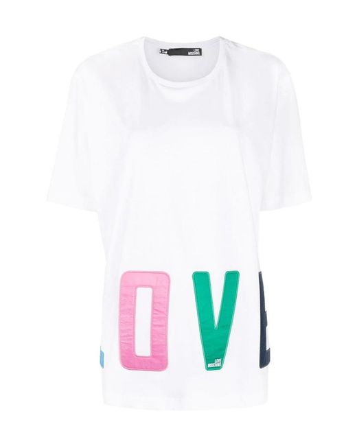 Moschino White T-Shirt With Round Neck And Short Sleeves