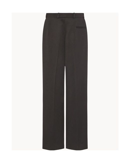 The Row Gray Belt-Loop Wool Casual Pants