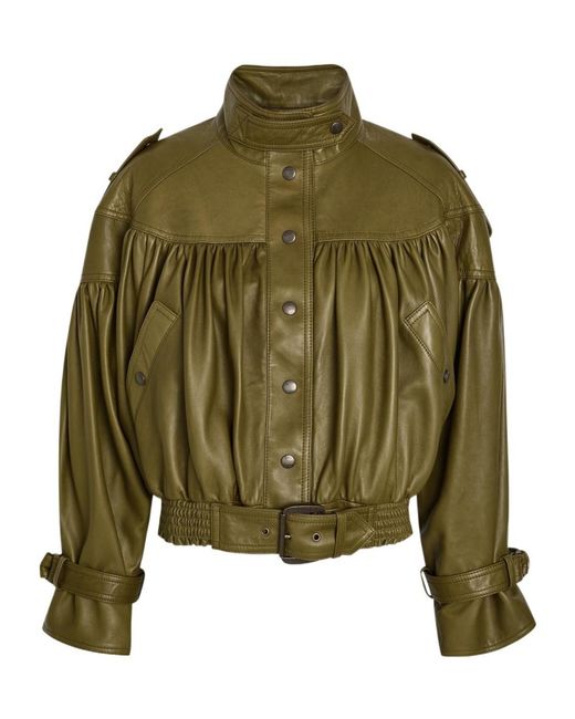Chloé Green Cropped Leather Jacket