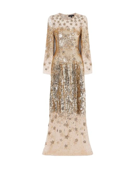 Jenny Packham Natural Galactic Embellished Tulle Gown