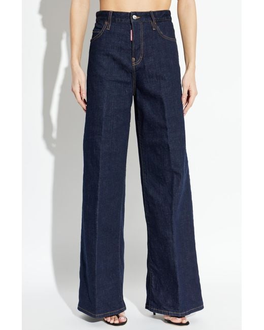 DSquared² Blue Baggy Logo-Patch Jeans